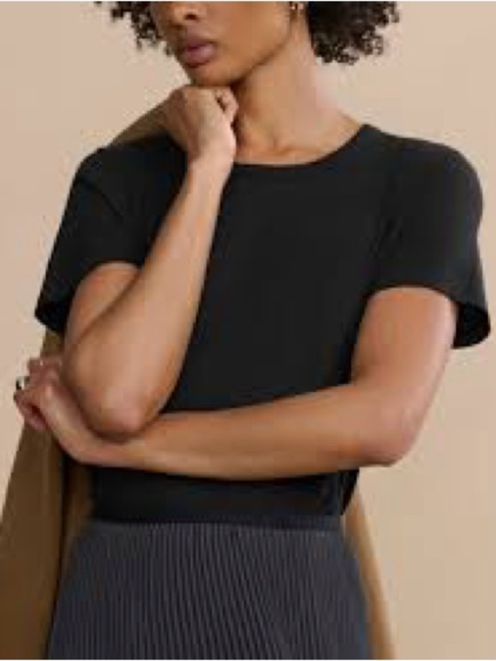 Jenni Kayne Linen Slim Tee Black (127)